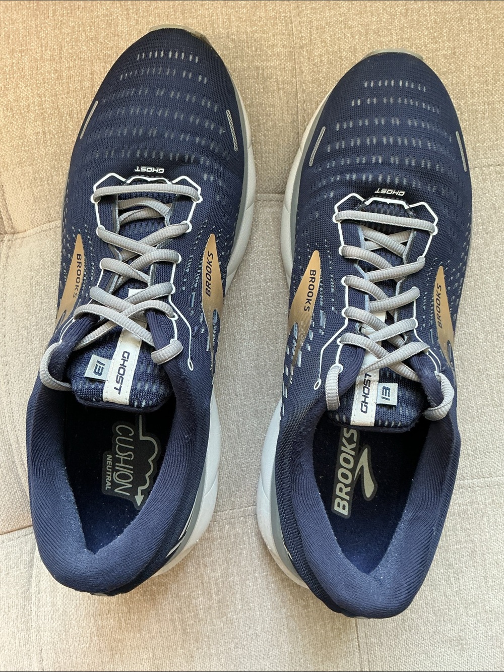 Brooks Ghost 13 Men’s Running Shoes Navy Silver Size 12.5 Excellent Condition - Picture 4 of 16